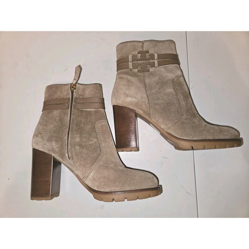 TORY BURCH Leigh 90 MM Lug Sole Booties Tan Women's SZ 7.5 - Picture 16 of 16